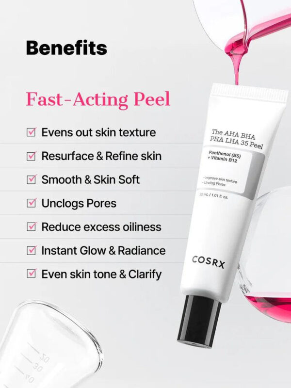 COSRX The AHA BHA PHA LHA 35 Peel | مقشر الأحماض المتعددة 35% من كوزركس – 30 مل - Image 4