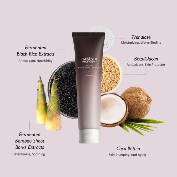 Haruharu Wonder – Black Rice Moisture 5.5 Soft Cleansing Gel | جل تنظيف صباحي بخلاصة الأرز الأسود - Image 2