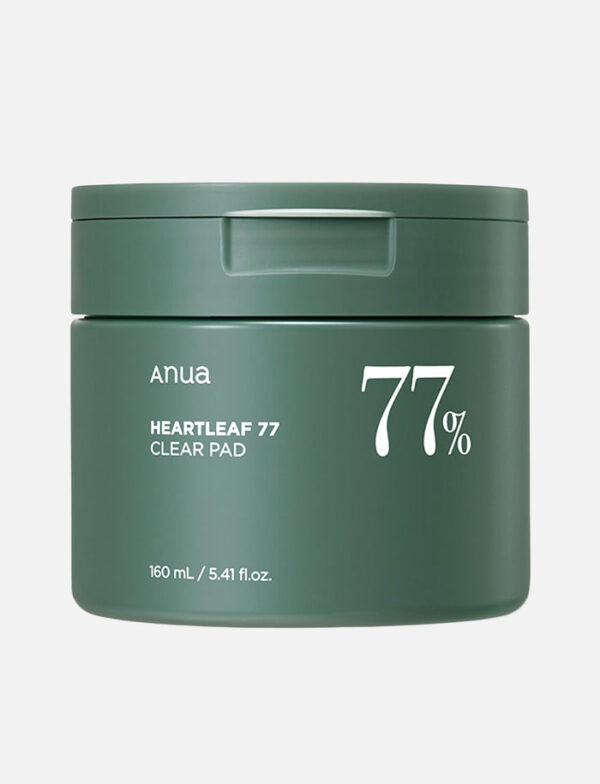 وسادات ANUA Heartleaf 77% Clear Pad لتنقية البشرة وتقشيرها بلطف – 70 قطعة