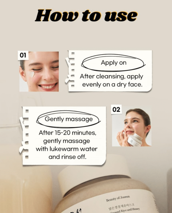 Beauty of Joseon – Rice Extract & Honey Mask – قناع الأرز والعسل لتوهج البشرة - Image 8
