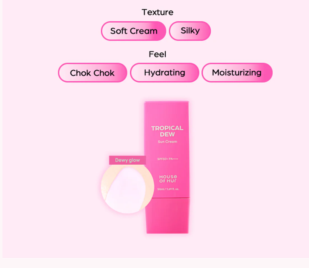 House of Hur – Tropical Dew Sun Cream SPF50+ PA++++ – 50ml - Image 6