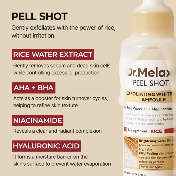 Dr. Melaxin – Peel Shot Glow White Rice Ampoule (80ml) - Image 2